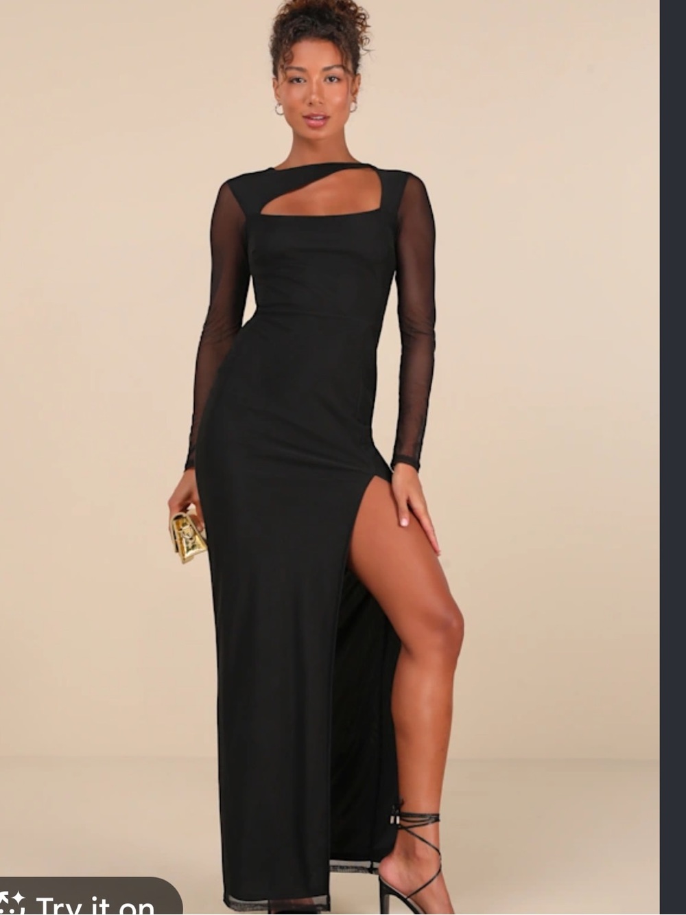 Lulus Remarkable Attitude Black Mesh Asymmetrical Cutout Maxi Dress